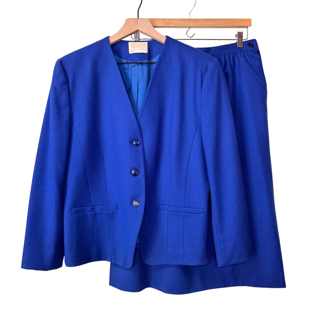 Vintage PENDLETON Wool Suit Women's 14 Blazer‎ + Skirt Business Casual Academia